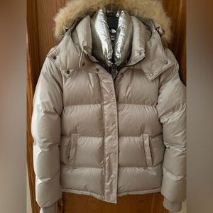 Pajar champagne, crystal  Puffer Jacket with Fur Trim